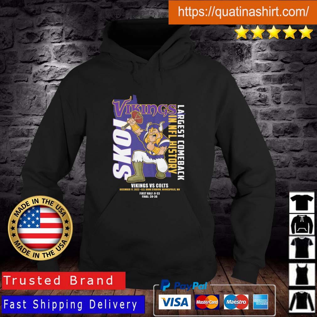 Top Skol minnesota vikings largest comeback in nfl history shirt, hoodie,  sweater, long sleeve and tank top