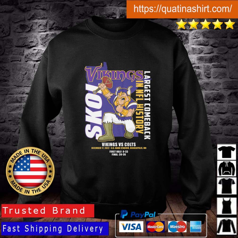 Top Skol minnesota vikings largest comeback in nfl history shirt, hoodie,  sweater, long sleeve and tank top