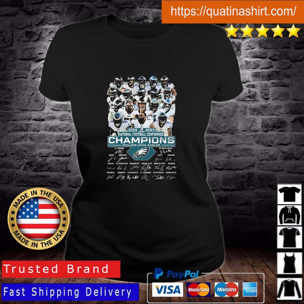 Philadelphia Eagles 2022-2023 National Football Conference Champions Signatures T-s Ladies