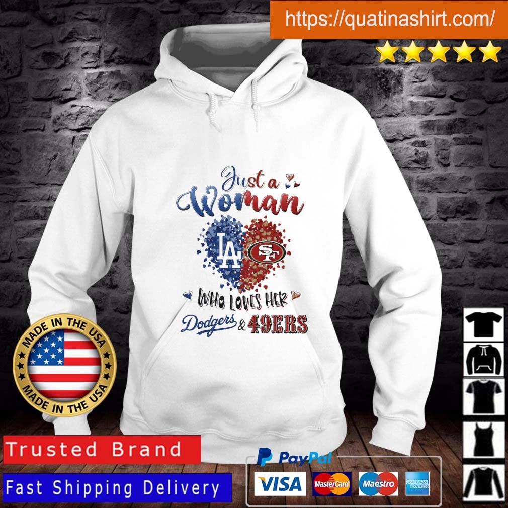 Just a woman who loves her Los Angeles Dodgers vs Las Vegas Raiders shirt,  hoodie, sweater, long sleeve and tank top